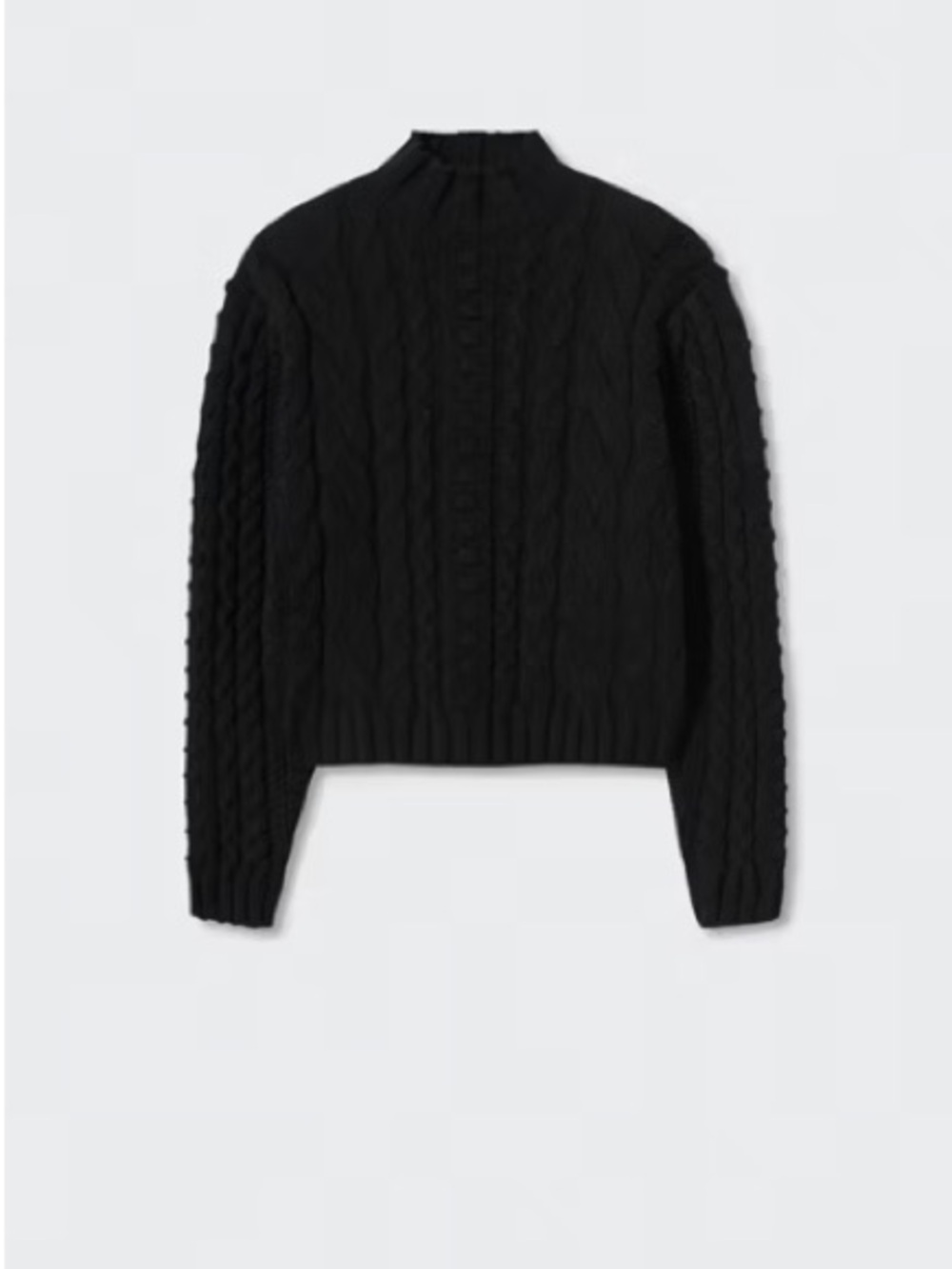 Mango Black Cable-Knit Crew Neck Sweater